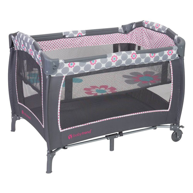 Lil Snooze Daisy Dots Deluxe Nursery Center Foldable Baby Playard with Bassinet