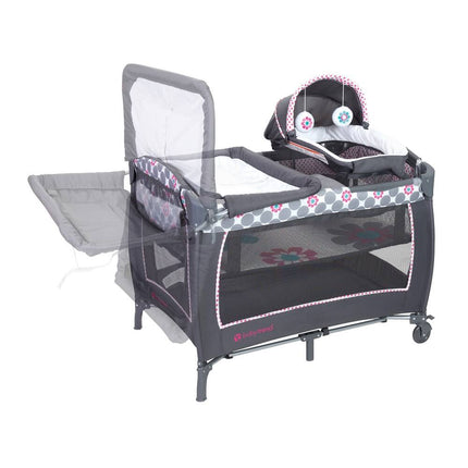 Lil Snooze Daisy Dots Deluxe Nursery Center Foldable Baby Playard with Bassinet