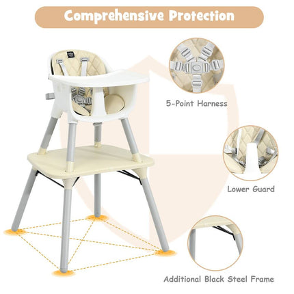 Babyjoy 4 in 1 Baby High Chair Convertible Toddler Table Chair Set Multi Use