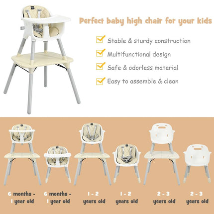 Babyjoy 4 in 1 Baby High Chair Convertible Toddler Table Chair Set Multi Use