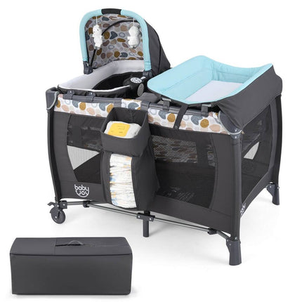 4-in-1 Convertible Portable Baby Playard with Bassinet Changing Table Playpen