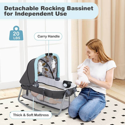 4-in-1 Convertible Portable Baby Playard with Bassinet Changing Table Playpen