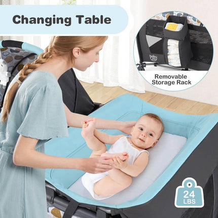 4-in-1 Convertible Portable Baby Playard with Bassinet Changing Table Playpen
