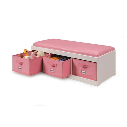Children’s Storage Bench Seat with Soft Cushion and Three Organizer Bins