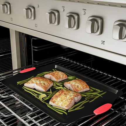 3-Piece Nonstick Baking Pan Set Cookie Sheets Jelly Roll Cake Pan Black