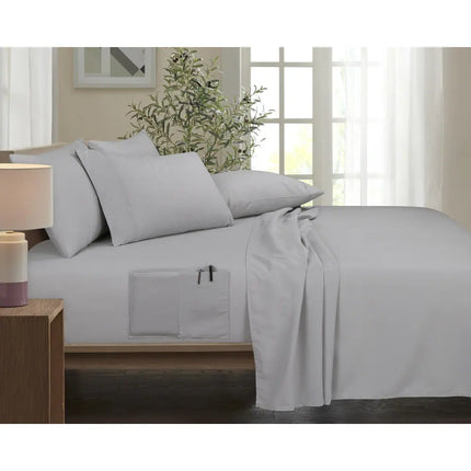 Bamboo 6 Piece 1800 Thread Count Smart Pocket Sheet Set for Luxury Bedding