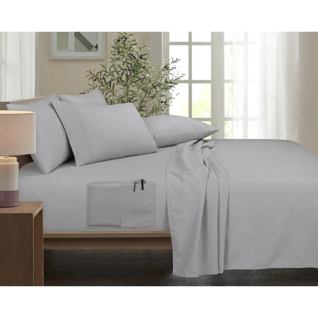 Bamboo 6 Piece 1800 Thread Count Smart Pocket Sheet Set for Luxury Bedding