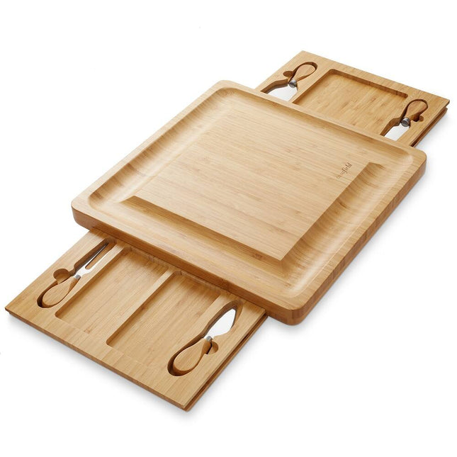 Small Bamboo Charcuterie Board Set with Serving Trays and Cheese Knives