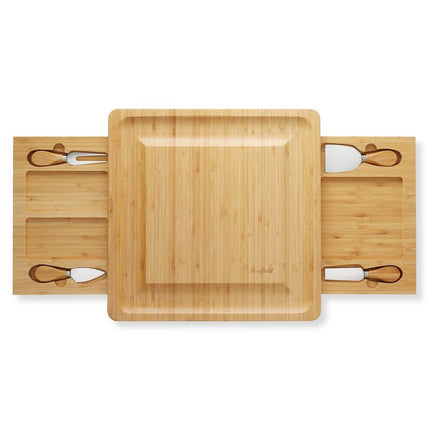 Small Bamboo Charcuterie Board Set with Serving Trays and Cheese Knives