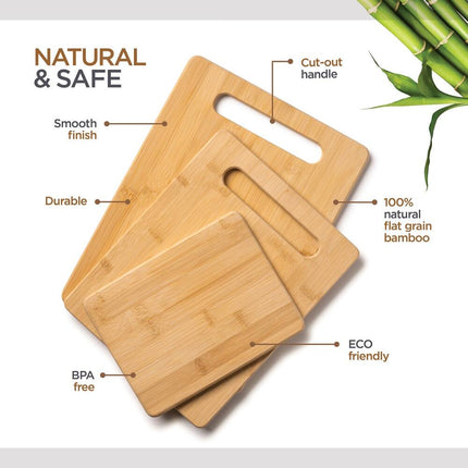 Bamboo Cutting Board Set Assorted Sizes Wooden Chopping Boards Kitchen