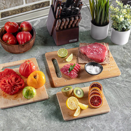 Bamboo Cutting Board Set Assorted Sizes Wooden Chopping Boards Kitchen
