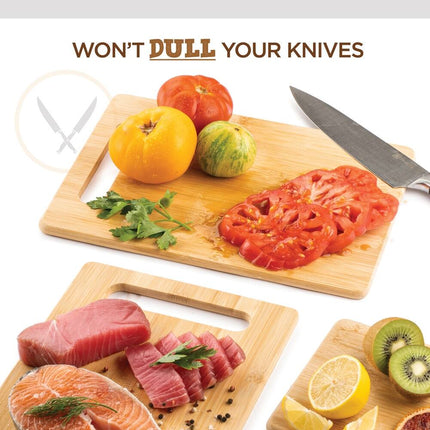 Bamboo Cutting Board Set Assorted Sizes Wooden Chopping Boards Kitchen