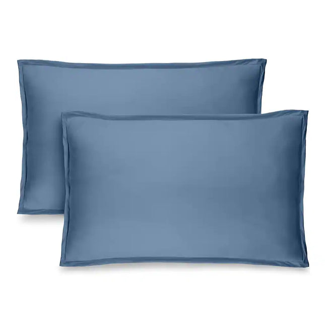 Double Brushed Pillow Shams Set of 2 Standard Coronet Blue Soft Microfiber Bedding