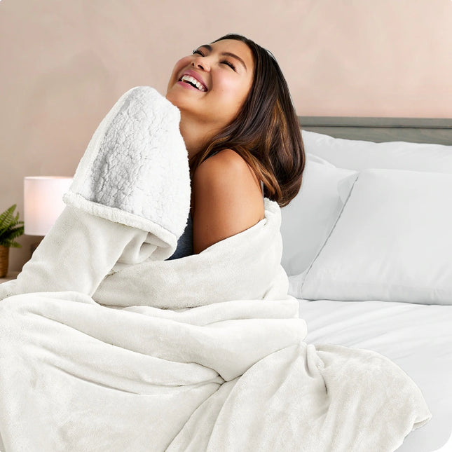 Sherpa Fleece Blanket Reversible Plush Bed Blanket Ultra Soft Cozy Throw