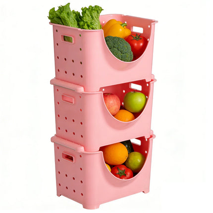 Stackable Plastic Storage Bin with Handles for Closet Pantry and Toys