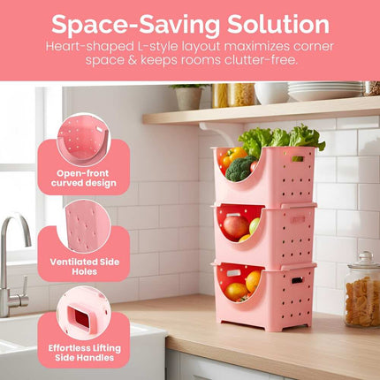 Stackable Plastic Storage Bin with Handles for Closet Pantry and Toys