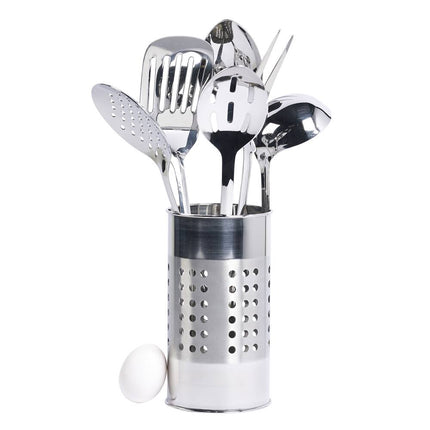 7 Piece Stainless Steel Basin Tool Set Silver Durable Kitchen Essentials