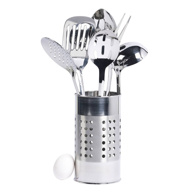 7 Piece Stainless Steel Basin Tool Set Silver Durable Kitchen Essentials