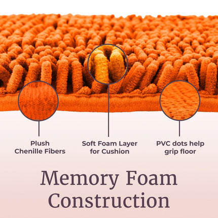2-Piece Memory Foam Bathroom Rug Set Chenille Shag Non-Slip Bath Mats