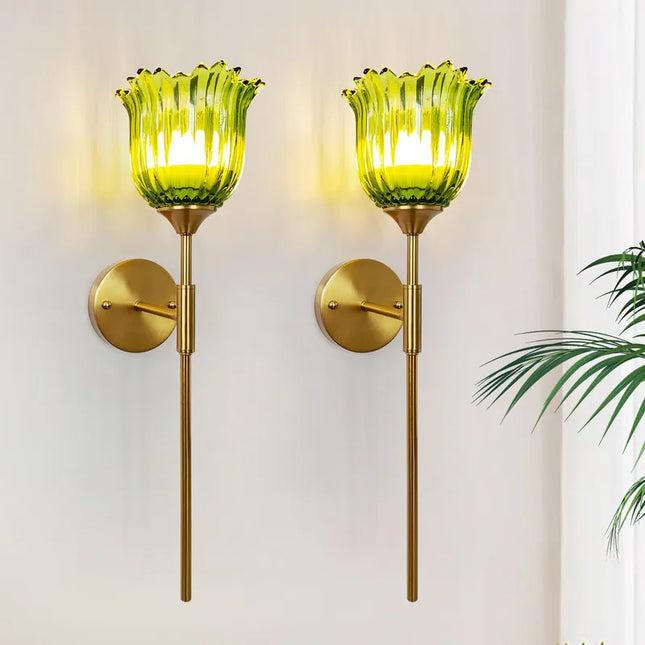 Battery Operated Wallchiere with Remote Rechargeable Gold Wall Sconces RGB Set of 2