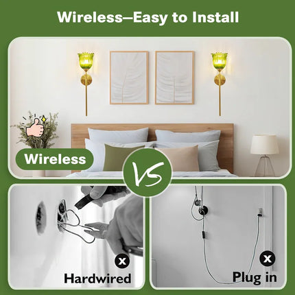 Battery Operated Wallchiere with Remote Rechargeable Gold Wall Sconces RGB Set of 2