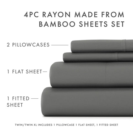 4 Piece Rayon from Bamboo Bed Sheet Set Simply Soft Premium Luxury Sheets