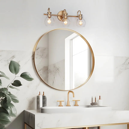 3-Light Modern Vanity Light – Minimal Globe Glass Wall Sconce for Bathroom