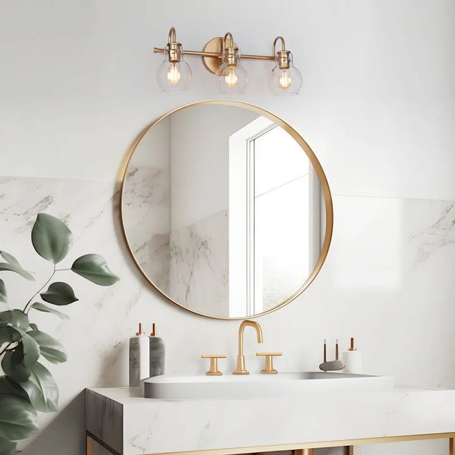 3-Light Modern Vanity Light – Minimal Globe Glass Wall Sconce for Bathroom