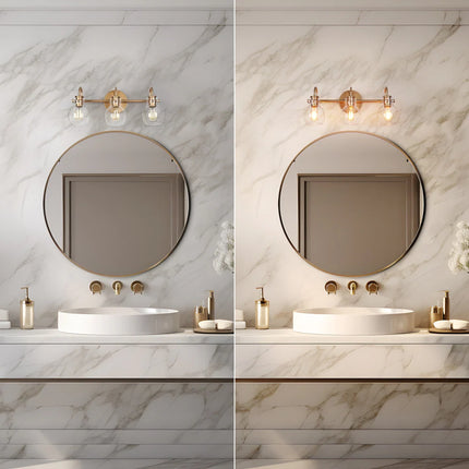 3-Light Modern Vanity Light – Minimal Globe Glass Wall Sconce for Bathroom
