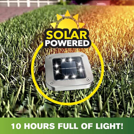 8 Pack LED Square Solar Disk Lights Grey Auto On Off Outdoor Path Lighting