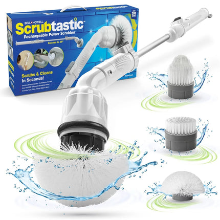 Scrubtastic Rechargeable Power Scrubber with Extension Handle – 39 Inch Cleaning Tool