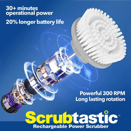 Scrubtastic Rechargeable Power Scrubber with Extension Handle – 39 Inch Cleaning Tool
