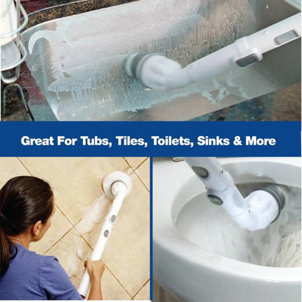 Scrubtastic Rechargeable Power Scrubber with Extension Handle – 39 Inch Cleaning Tool