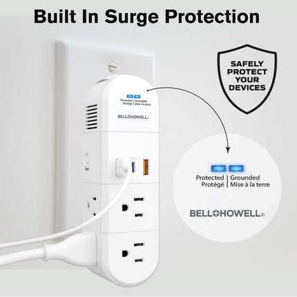 Swivel Power Surge Protector with Quick Charge, 9-Device Charging Station