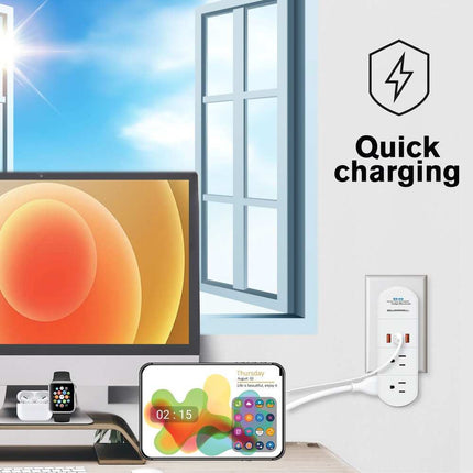 Swivel Power Surge Protector with Quick Charge, 9-Device Charging Station