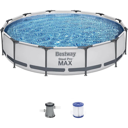 Steel Pro MAX 10ft x 30in Round Above Ground Swimming Pool with Pump