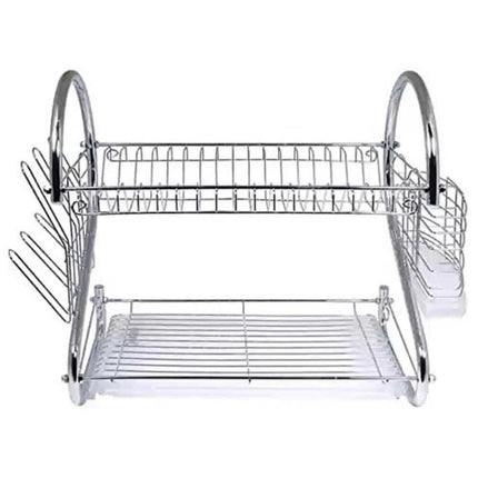 16" 2-Level Chrome-Plated S-Shaped Dish Rack – Durable Kitchen Organizer