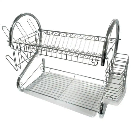 16" 2-Level Chrome-Plated S-Shaped Dish Rack – Durable Kitchen Organizer