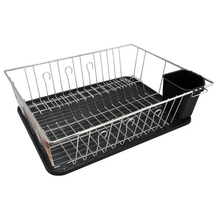 Chrome Dish Rack 22 Inch – Black Drip Tray for Countertop Drying