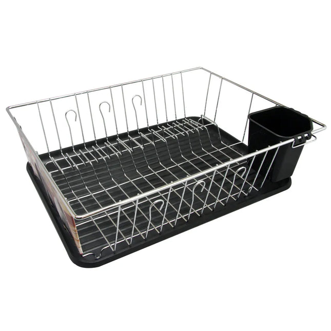 Chrome Dish Rack 22 Inch – Black Drip Tray for Countertop Drying