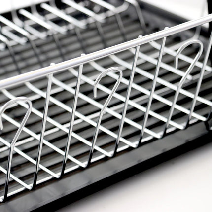 Chrome Dish Rack 22 Inch – Black Drip Tray for Countertop Drying