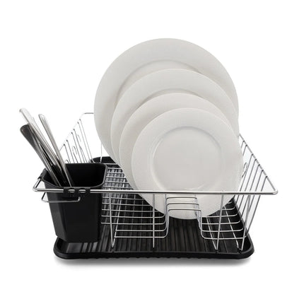 Chrome Dish Rack 22 Inch – Black Drip Tray for Countertop Drying