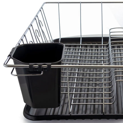 Chrome Dish Rack 22 Inch – Black Drip Tray for Countertop Drying