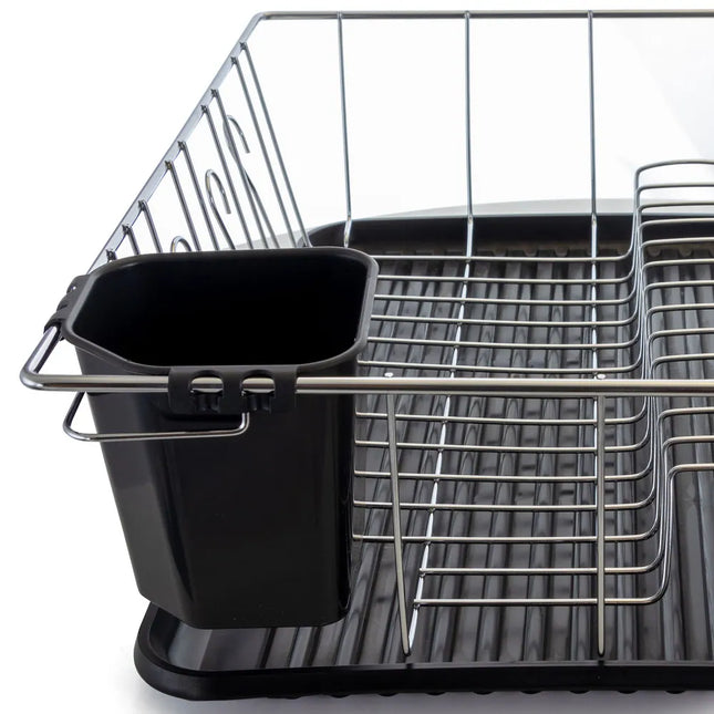 Chrome Dish Rack 22 Inch – Black Drip Tray for Countertop Drying