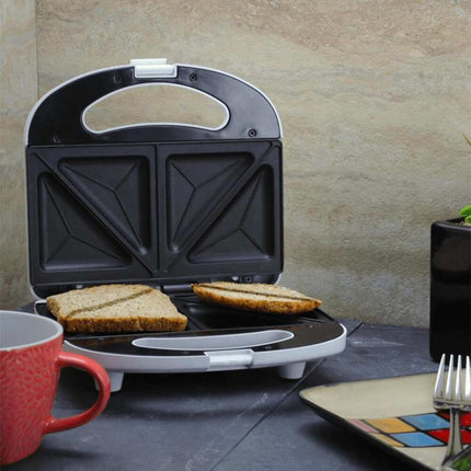 Double Sandwich Maker, Nonstick Toastie Press, Compact Breakfast & Snack Grill, White