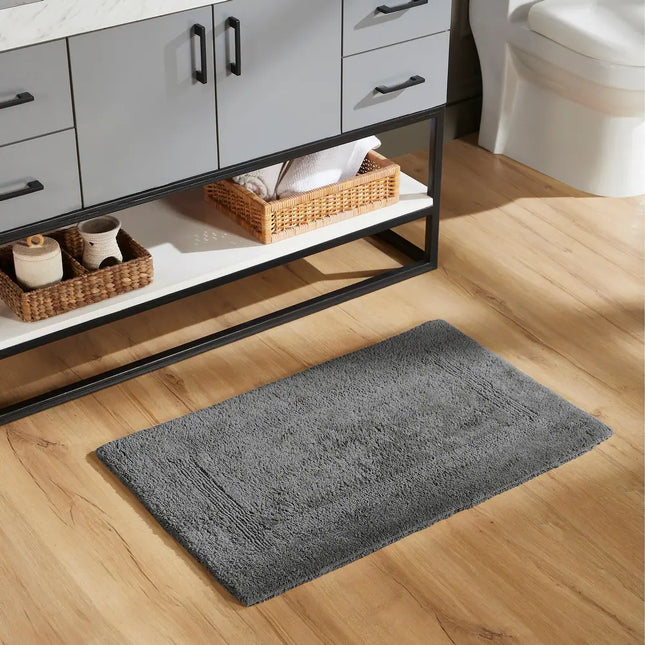 100% Cotton Reversible Bath Rug Water Absorbent Bathroom Mat 24x40 Gray Lux Collection