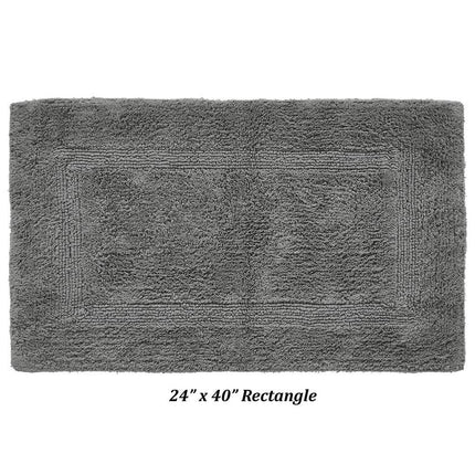 100% Cotton Reversible Bath Rug Water Absorbent Bathroom Mat 24x40 Gray Lux Collection