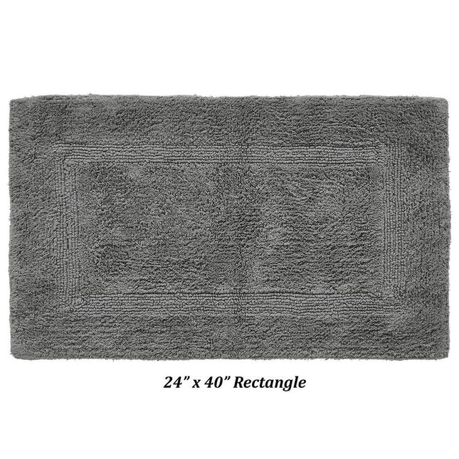 100% Cotton Reversible Bath Rug Water Absorbent Bathroom Mat 24x40 Gray Lux Collection