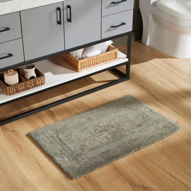Lux 3-Piece Cotton Bath Rug Set, Reversible Water-Absorbent Bathroom Mats, Beige