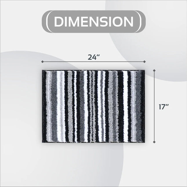 Gray Bath Rug 17x24 Super Absorbent Non-Slip TPR Bathroom Mat Griffie